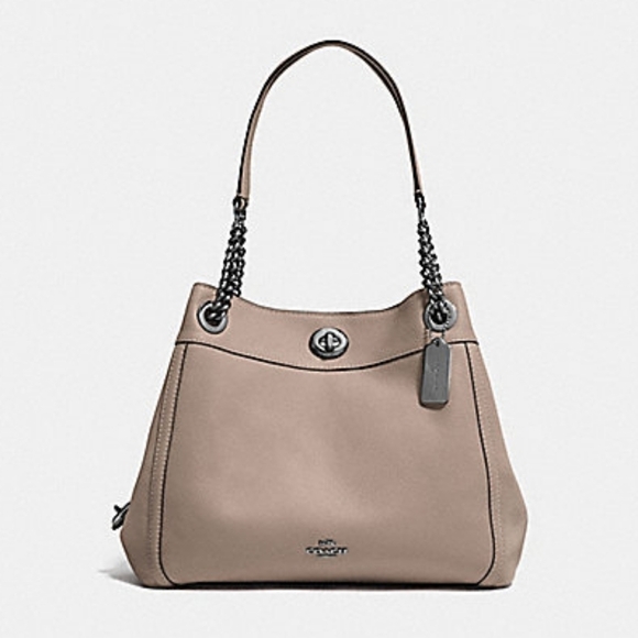 Coach Handbags - *Rare Color* Coach Stone Turn Lock Edie Shoulder Bag